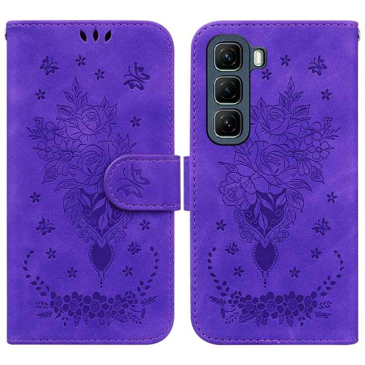 Butterfly Rose Embossed Leather Phone Case, For Infinix Note 50 Pro+, For Infinix Note 50 4G / Note 50 Pro 4G, For Infinix Hot 50 Pro 4G, For Infinix Hot 50i / Smart 9, For Infinix Hot 50 Pro+ 4G, For Infinix Hot 50 4G, For Infinix Hot 50 5G�����������...