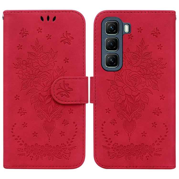 Butterfly Rose Embossed Leather Phone Case, For Infinix Note 50 Pro+, For Infinix Note 50 4G / Note 50 Pro 4G, For Infinix Hot 50 Pro 4G, For Infinix Hot 50i / Smart 9, For Infinix Hot 50 Pro+ 4G, For Infinix Hot 50 4G, For Infinix Hot 50 5G�����������...