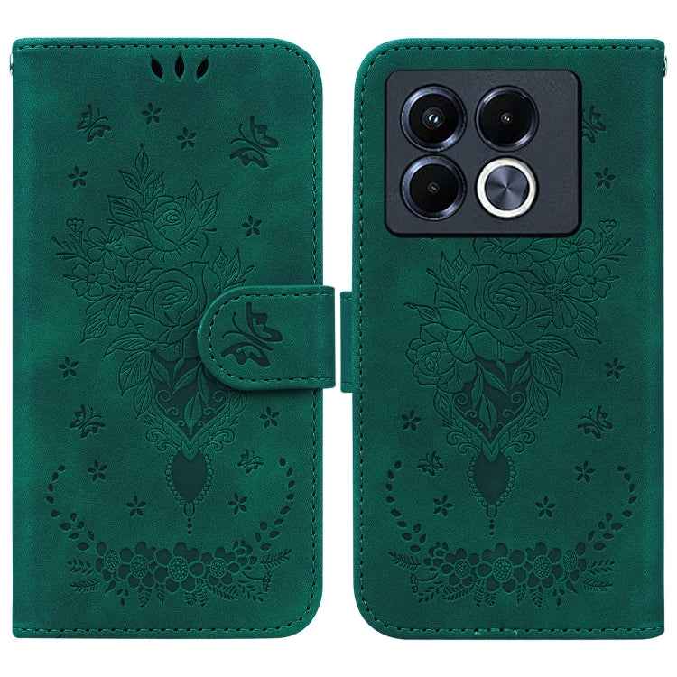 Butterfly Rose Embossed Leather Phone Case, For Infinix Note 50 Pro+, For Infinix Note 50 4G / Note 50 Pro 4G, For Infinix Hot 50 Pro 4G, For Infinix Hot 50i / Smart 9, For Infinix Hot 50 Pro+ 4G, For Infinix Hot 50 4G, For Infinix Hot 50 5G�����������...