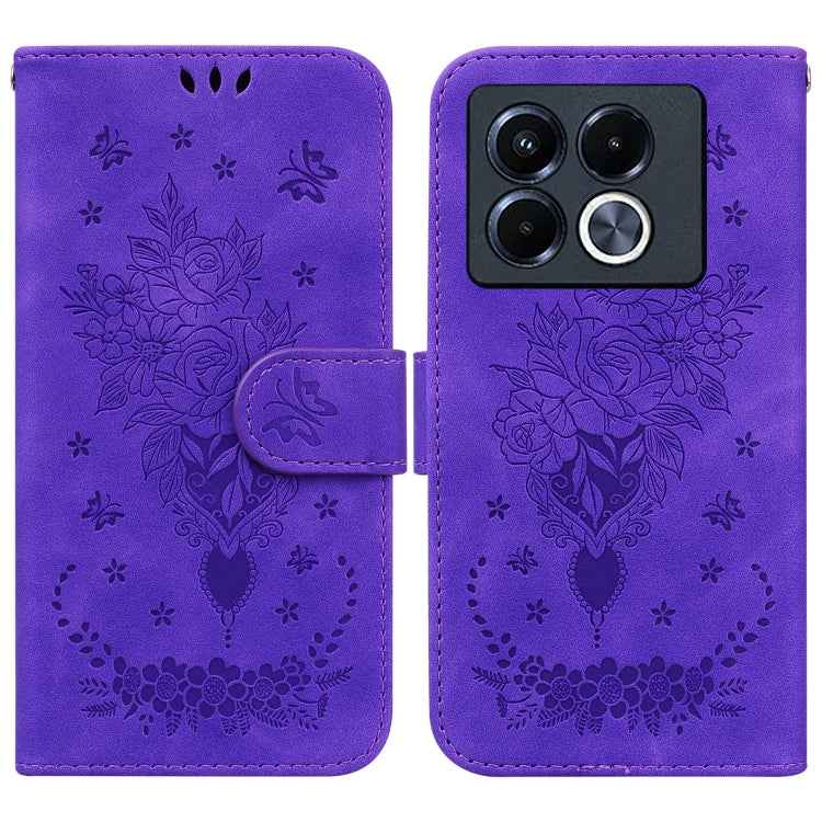 Butterfly Rose Embossed Leather Phone Case, For Infinix Note 50 Pro+, For Infinix Note 50 4G / Note 50 Pro 4G, For Infinix Hot 50 Pro 4G, For Infinix Hot 50i / Smart 9, For Infinix Hot 50 Pro+ 4G, For Infinix Hot 50 4G, For Infinix Hot 50 5G�����������...