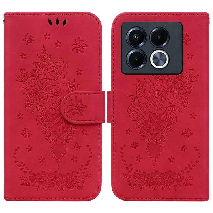 Butterfly Rose Embossed Leather Phone Case, For Infinix Note 50 Pro+, For Infinix Note 50 4G / Note 50 Pro 4G, For Infinix Hot 50 Pro 4G, For Infinix Hot 50i / Smart 9, For Infinix Hot 50 Pro+ 4G, For Infinix Hot 50 4G, For Infinix Hot 50 5G�����������...