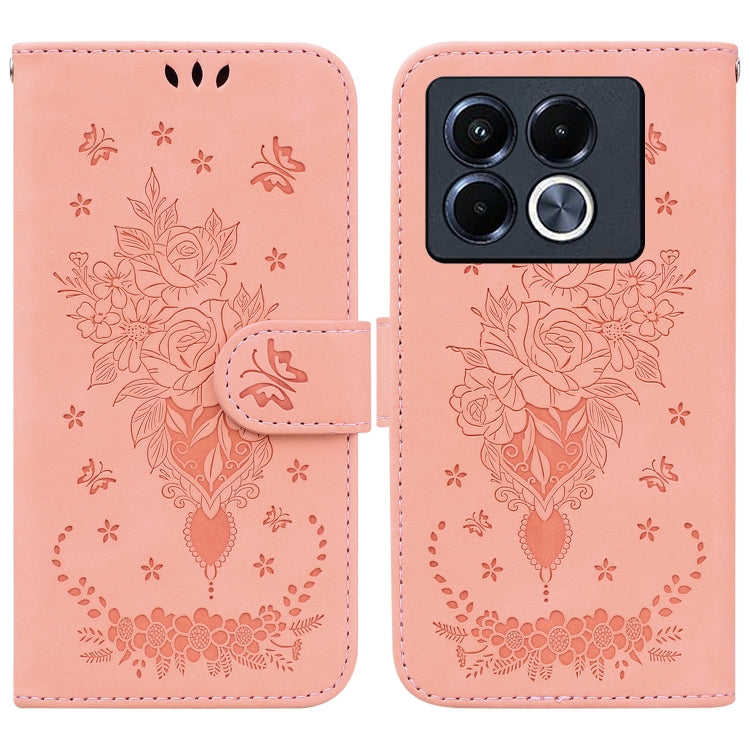 Butterfly Rose Embossed Leather Phone Case, For Infinix Note 50 Pro+, For Infinix Note 50 4G / Note 50 Pro 4G, For Infinix Hot 50 Pro 4G, For Infinix Hot 50i / Smart 9, For Infinix Hot 50 Pro+ 4G, For Infinix Hot 50 4G, For Infinix Hot 50 5G�����������...