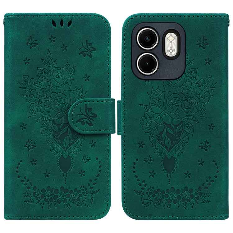 Butterfly Rose Embossed Leather Phone Case, For Infinix Note 50 Pro+, For Infinix Note 50 4G / Note 50 Pro 4G, For Infinix Hot 50 Pro 4G, For Infinix Hot 50i / Smart 9, For Infinix Hot 50 Pro+ 4G, For Infinix Hot 50 4G, For Infinix Hot 50 5G�����������...