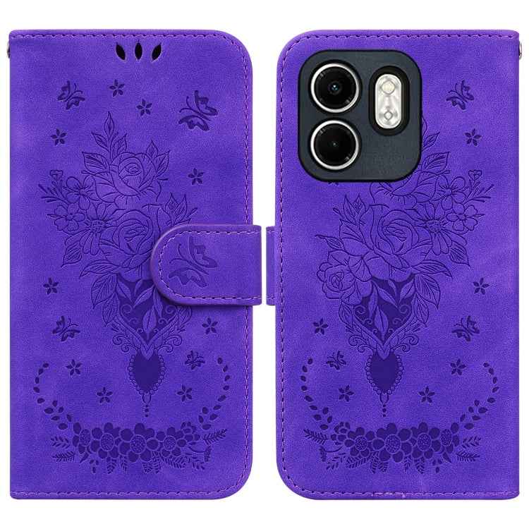 Butterfly Rose Embossed Leather Phone Case, For Infinix Note 50 Pro+, For Infinix Note 50 4G / Note 50 Pro 4G, For Infinix Hot 50 Pro 4G, For Infinix Hot 50i / Smart 9, For Infinix Hot 50 Pro+ 4G, For Infinix Hot 50 4G, For Infinix Hot 50 5G�����������...