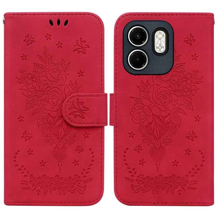 Butterfly Rose Embossed Leather Phone Case, For Infinix Note 50 Pro+, For Infinix Note 50 4G / Note 50 Pro 4G, For Infinix Hot 50 Pro 4G, For Infinix Hot 50i / Smart 9, For Infinix Hot 50 Pro+ 4G, For Infinix Hot 50 4G, For Infinix Hot 50 5G�����������...
