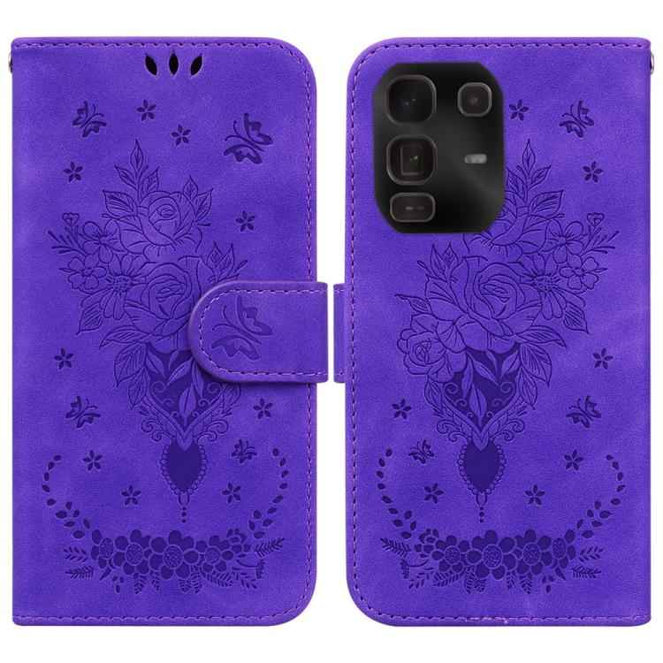Butterfly Rose Embossed Leather Phone Case, For Infinix Note 50 Pro+, For Infinix Note 50 4G / Note 50 Pro 4G, For Infinix Hot 50 Pro 4G, For Infinix Hot 50i / Smart 9, For Infinix Hot 50 Pro+ 4G, For Infinix Hot 50 4G, For Infinix Hot 50 5G�����������...