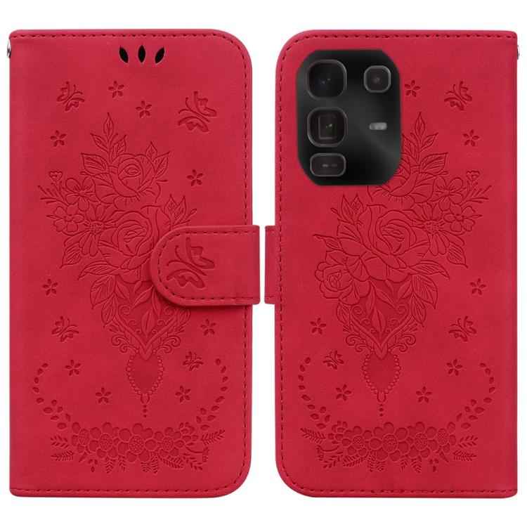 Butterfly Rose Embossed Leather Phone Case, For Infinix Note 50 Pro+, For Infinix Note 50 4G / Note 50 Pro 4G, For Infinix Hot 50 Pro 4G, For Infinix Hot 50i / Smart 9, For Infinix Hot 50 Pro+ 4G, For Infinix Hot 50 4G, For Infinix Hot 50 5G�����������...