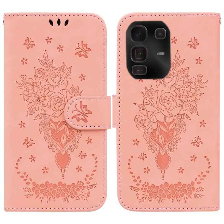 Butterfly Rose Embossed Leather Phone Case, For Infinix Note 50 Pro+, For Infinix Note 50 4G / Note 50 Pro 4G, For Infinix Hot 50 Pro 4G, For Infinix Hot 50i / Smart 9, For Infinix Hot 50 Pro+ 4G, For Infinix Hot 50 4G, For Infinix Hot 50 5G�����������...