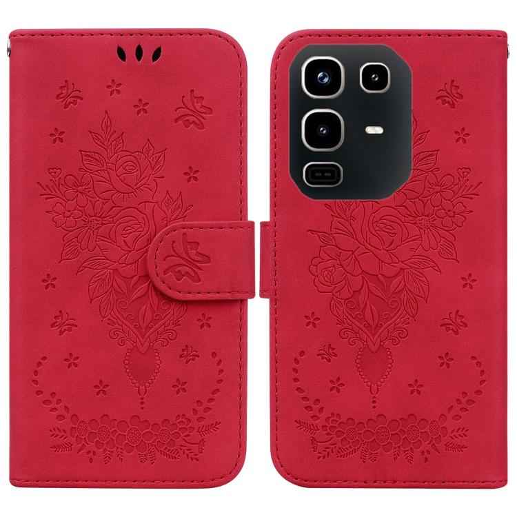 Butterfly Rose Embossed Leather Phone Case, For Infinix Note 50 Pro+, For Infinix Note 50 4G / Note 50 Pro 4G, For Infinix Hot 50 Pro 4G, For Infinix Hot 50i / Smart 9, For Infinix Hot 50 Pro+ 4G, For Infinix Hot 50 4G, For Infinix Hot 50 5G�����������...
