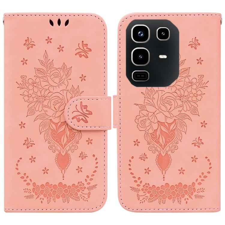 Butterfly Rose Embossed Leather Phone Case, For Infinix Note 50 Pro+, For Infinix Note 50 4G / Note 50 Pro 4G, For Infinix Hot 50 Pro 4G, For Infinix Hot 50i / Smart 9, For Infinix Hot 50 Pro+ 4G, For Infinix Hot 50 4G, For Infinix Hot 50 5G�����������...