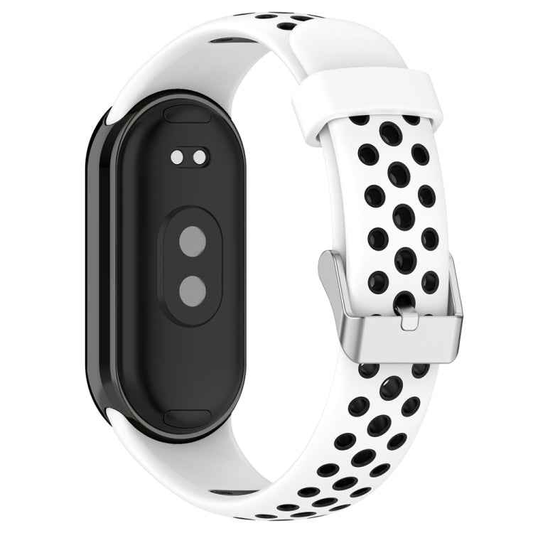Two-color Steel Plug Silicone Watch Band, For Xiaomi Mi Band 8
