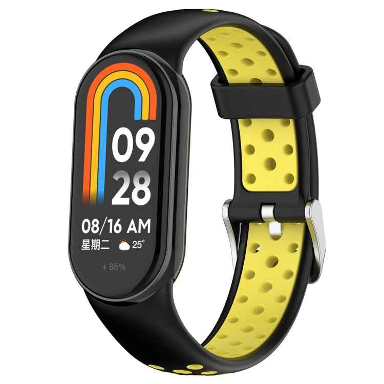 Two-color Steel Plug Silicone Watch Band, For Xiaomi Mi Band 8