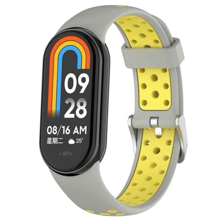 Two-color Steel Plug Silicone Watch Band, For Xiaomi Mi Band 8