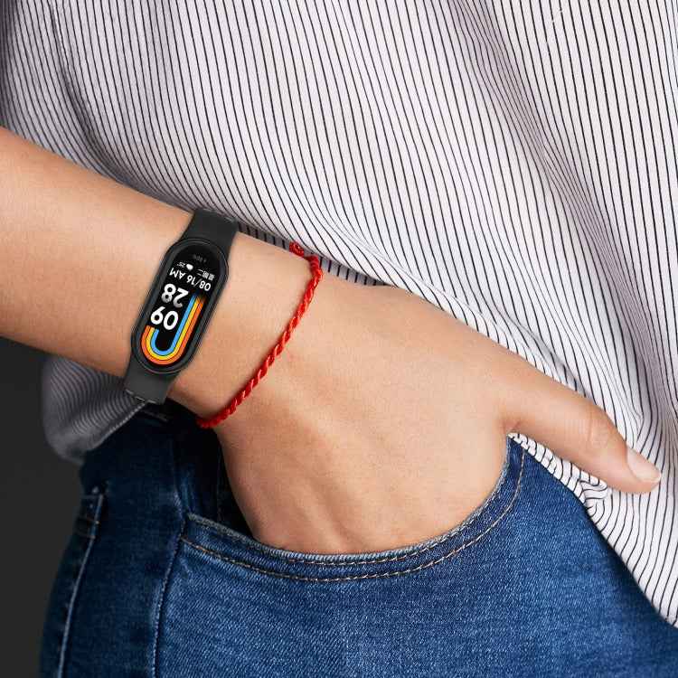 Two-color Steel Plug Silicone Watch Band, For Xiaomi Mi Band 8