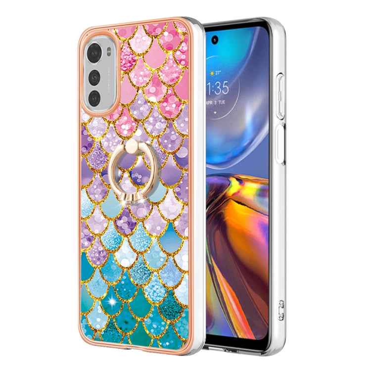 Electroplating IMD TPU Phone Case with Ring, For Motorola Moto E32 4G / E32s