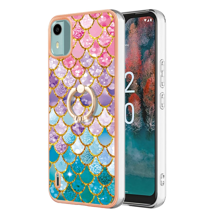 Electroplating IMD TPU Phone Case with Ring, For Nokia C12, For Nokia C31