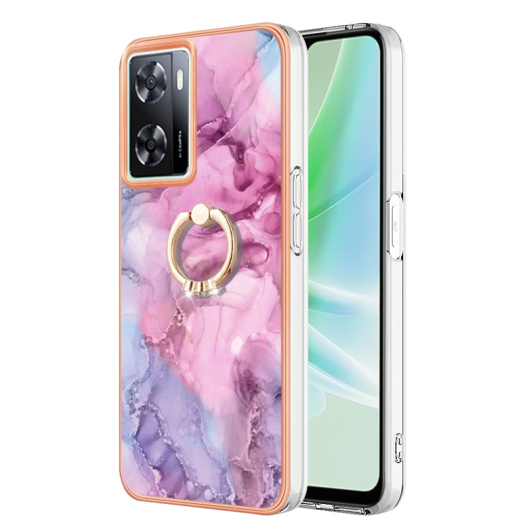 Electroplating Marble Dual-side IMD Phone Case with Ring