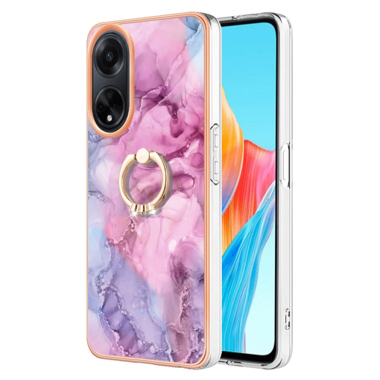 Electroplating Marble Dual-side IMD Phone Case with Ring