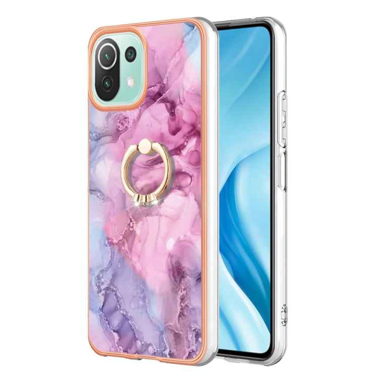 Electroplating Marble Dual-side IMD Phone Case with Ring, For Xiaomi Redmi Note 12 5G Global/Poco X5 5G, For Xiaomi Redmi 12C/11A 4G Global, For Xiaomi 13 Lite 5G, For Xiaomi Redmi Note 12 Pro Speed, For Xiaomi Redmi 10C, For Xiaomi Mi 11 Lite