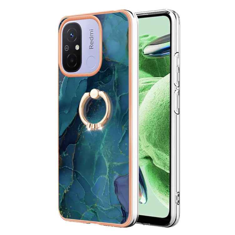 Electroplating Marble Dual-side IMD Phone Case with Ring, For Xiaomi Redmi Note 12 5G Global/Poco X5 5G, For Xiaomi Redmi 12C/11A 4G Global, For Xiaomi 13 Lite 5G, For Xiaomi Redmi Note 12 Pro Speed, For Xiaomi Redmi 10C, For Xiaomi Mi 11 Lite