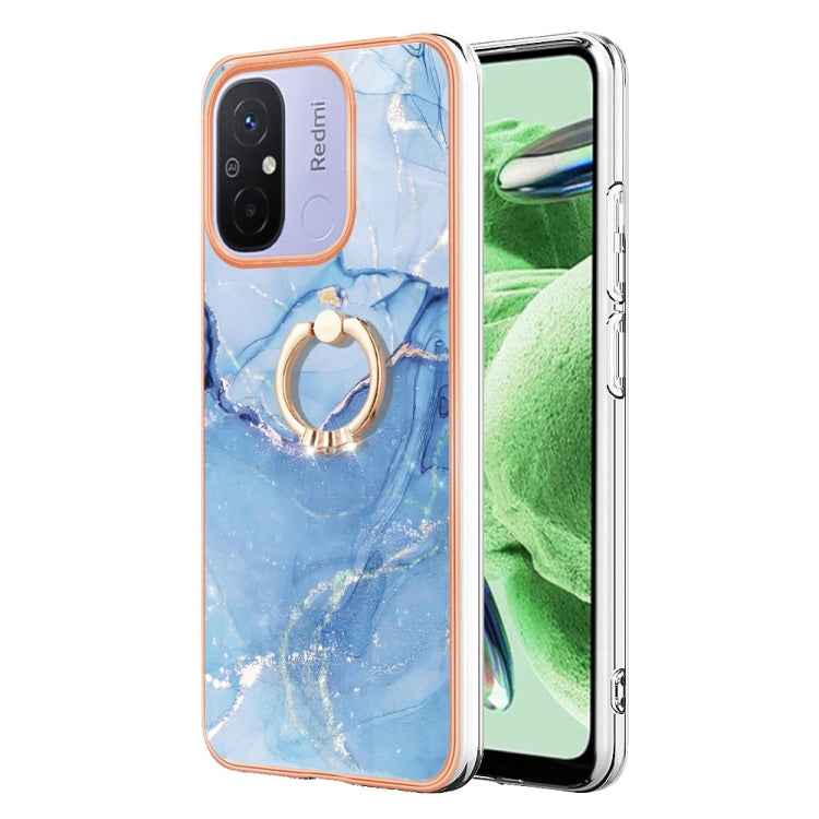 Electroplating Marble Dual-side IMD Phone Case with Ring, For Xiaomi Redmi Note 12 5G Global/Poco X5 5G, For Xiaomi Redmi 12C/11A 4G Global, For Xiaomi 13 Lite 5G, For Xiaomi Redmi Note 12 Pro Speed, For Xiaomi Redmi 10C, For Xiaomi Mi 11 Lite