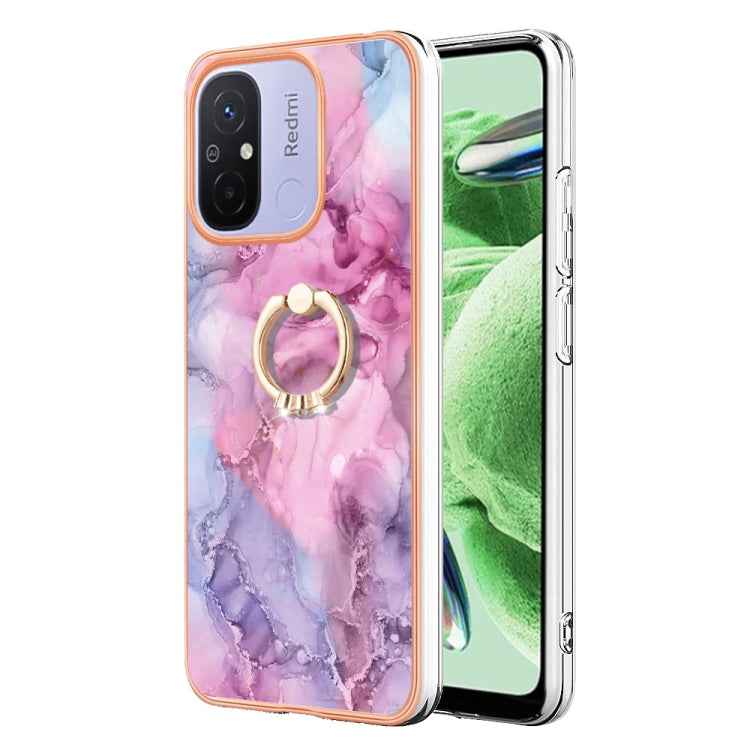 Electroplating Marble Dual-side IMD Phone Case with Ring, For Xiaomi Redmi Note 12 5G Global/Poco X5 5G, For Xiaomi Redmi 12C/11A 4G Global, For Xiaomi 13 Lite 5G, For Xiaomi Redmi Note 12 Pro Speed, For Xiaomi Redmi 10C, For Xiaomi Mi 11 Lite