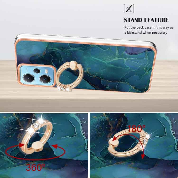 Electroplating Marble Dual-side IMD Phone Case with Ring, For Xiaomi Redmi Note 12 5G Global/Poco X5 5G, For Xiaomi Redmi 12C/11A 4G Global, For Xiaomi 13 Lite 5G, For Xiaomi Redmi Note 12 Pro Speed, For Xiaomi Redmi 10C, For Xiaomi Mi 11 Lite