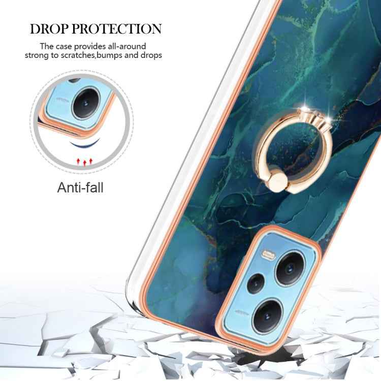 Electroplating Marble Dual-side IMD Phone Case with Ring, For Xiaomi Redmi Note 12 5G Global/Poco X5 5G, For Xiaomi Redmi 12C/11A 4G Global, For Xiaomi 13 Lite 5G, For Xiaomi Redmi Note 12 Pro Speed, For Xiaomi Redmi 10C, For Xiaomi Mi 11 Lite