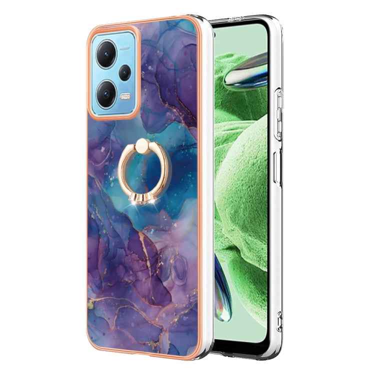 Electroplating Marble Dual-side IMD Phone Case with Ring, For Xiaomi Redmi Note 12 5G Global/Poco X5 5G, For Xiaomi Redmi 12C/11A 4G Global, For Xiaomi 13 Lite 5G, For Xiaomi Redmi Note 12 Pro Speed, For Xiaomi Redmi 10C, For Xiaomi Mi 11 Lite