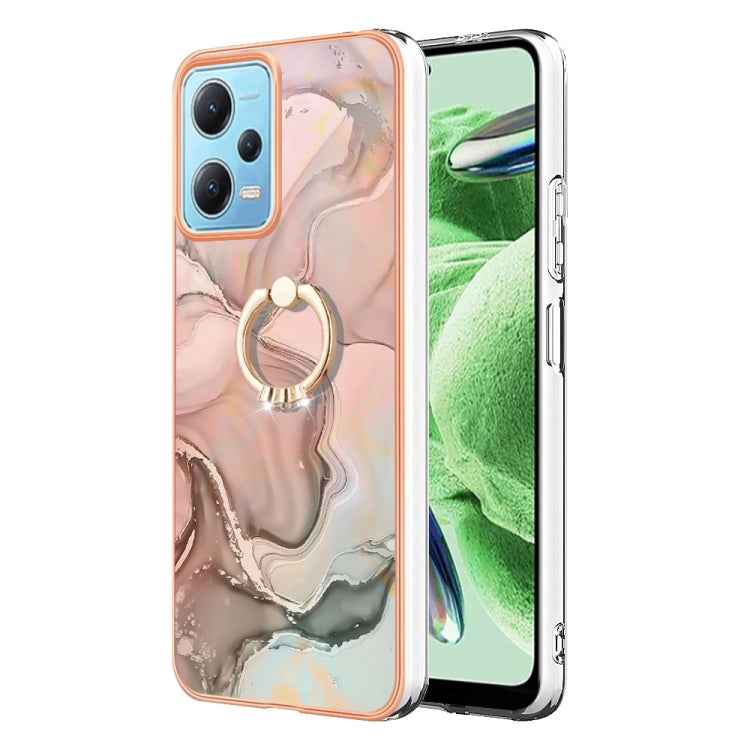 Electroplating Marble Dual-side IMD Phone Case with Ring, For Xiaomi Redmi Note 12 5G Global/Poco X5 5G, For Xiaomi Redmi 12C/11A 4G Global, For Xiaomi 13 Lite 5G, For Xiaomi Redmi Note 12 Pro Speed, For Xiaomi Redmi 10C, For Xiaomi Mi 11 Lite