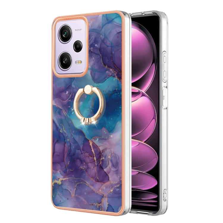 Electroplating Marble Dual-side IMD Phone Case with Ring, For Xiaomi 13T / 13T Pro, For Xiaomi Poco F5 5G / Redmi Note 12 Turbo, For Xiaomi Poco F5 Pro 5G / Redmi K60, For Xiaomi Redmi Note 12S 4G, For Xiaomi Redmi Note 12 4G Global��������������������...