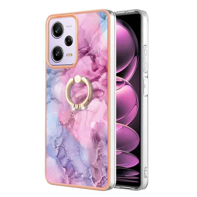 Electroplating Marble Dual-side IMD Phone Case with Ring, For Xiaomi Redmi Note 12 5G Global/Poco X5 5G, For Xiaomi Redmi 12C/11A 4G Global, For Xiaomi 13 Lite 5G, For Xiaomi Redmi Note 12 Pro Speed, For Xiaomi Redmi 10C, For Xiaomi Mi 11 Lite