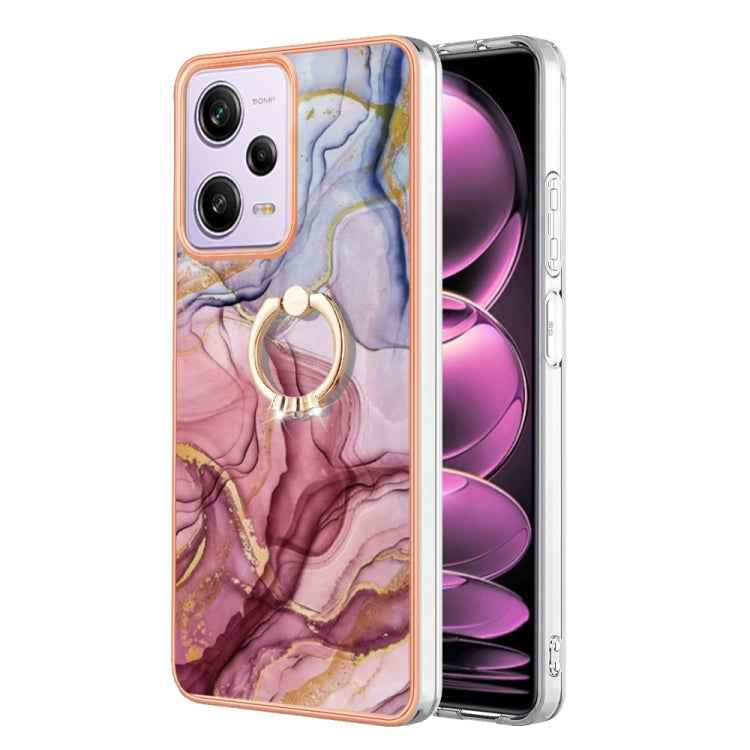 Electroplating Marble Dual-side IMD Phone Case with Ring, For Xiaomi Redmi Note 12 5G Global/Poco X5 5G, For Xiaomi Redmi 12C/11A 4G Global, For Xiaomi 13 Lite 5G, For Xiaomi Redmi Note 12 Pro Speed, For Xiaomi Redmi 10C, For Xiaomi Mi 11 Lite