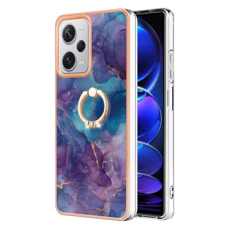 Electroplating Marble Dual-side IMD Phone Case with Ring, For Xiaomi 13T / 13T Pro, For Xiaomi Poco F5 5G / Redmi Note 12 Turbo, For Xiaomi Poco F5 Pro 5G / Redmi K60, For Xiaomi Redmi Note 12S 4G, For Xiaomi Redmi Note 12 4G Global��������������������...
