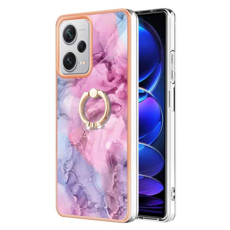 Electroplating Marble Dual-side IMD Phone Case with Ring, For Xiaomi 13T / 13T Pro, For Xiaomi Poco F5 5G / Redmi Note 12 Turbo, For Xiaomi Poco F5 Pro 5G / Redmi K60, For Xiaomi Redmi Note 12S 4G, For Xiaomi Redmi Note 12 4G Global��������������������...