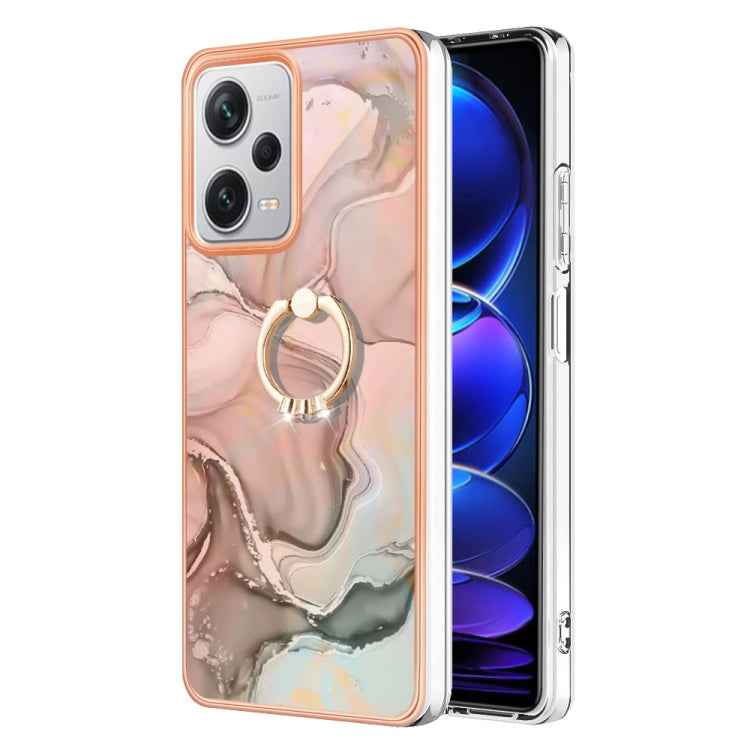 Electroplating Marble Dual-side IMD Phone Case with Ring, For Xiaomi 13T / 13T Pro, For Xiaomi Poco F5 5G / Redmi Note 12 Turbo, For Xiaomi Poco F5 Pro 5G / Redmi K60, For Xiaomi Redmi Note 12S 4G, For Xiaomi Redmi Note 12 4G Global��������������������...