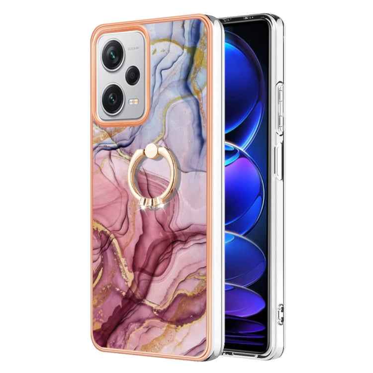 Electroplating Marble Dual-side IMD Phone Case with Ring, For Xiaomi 13T / 13T Pro, For Xiaomi Poco F5 5G / Redmi Note 12 Turbo, For Xiaomi Poco F5 Pro 5G / Redmi K60, For Xiaomi Redmi Note 12S 4G, For Xiaomi Redmi Note 12 4G Global��������������������...