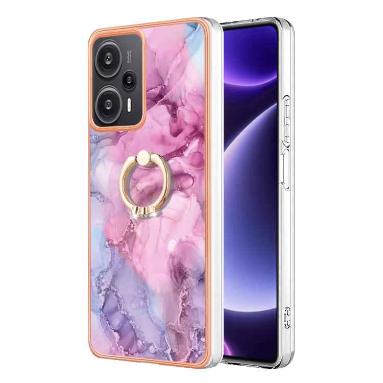 Electroplating Marble Dual-side IMD Phone Case with Ring, For Xiaomi 13T / 13T Pro, For Xiaomi Poco F5 5G / Redmi Note 12 Turbo, For Xiaomi Poco F5 Pro 5G / Redmi K60, For Xiaomi Redmi Note 12S 4G, For Xiaomi Redmi Note 12 4G Global��������������������...