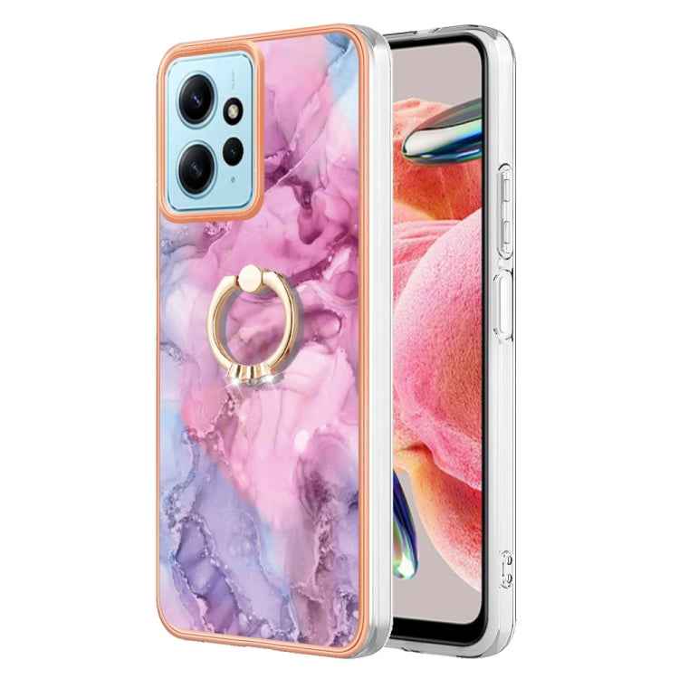 Electroplating Marble Dual-side IMD Phone Case with Ring, For Xiaomi 13T / 13T Pro, For Xiaomi Poco F5 5G / Redmi Note 12 Turbo, For Xiaomi Poco F5 Pro 5G / Redmi K60, For Xiaomi Redmi Note 12S 4G, For Xiaomi Redmi Note 12 4G Global��������������������...