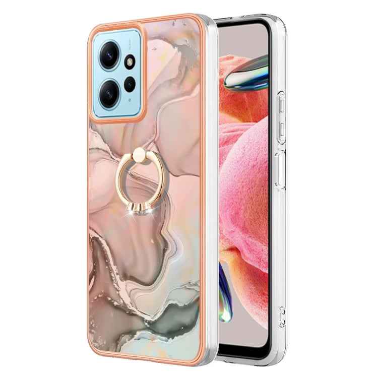 Electroplating Marble Dual-side IMD Phone Case with Ring, For Xiaomi 13T / 13T Pro, For Xiaomi Poco F5 5G / Redmi Note 12 Turbo, For Xiaomi Poco F5 Pro 5G / Redmi K60, For Xiaomi Redmi Note 12S 4G, For Xiaomi Redmi Note 12 4G Global��������������������...