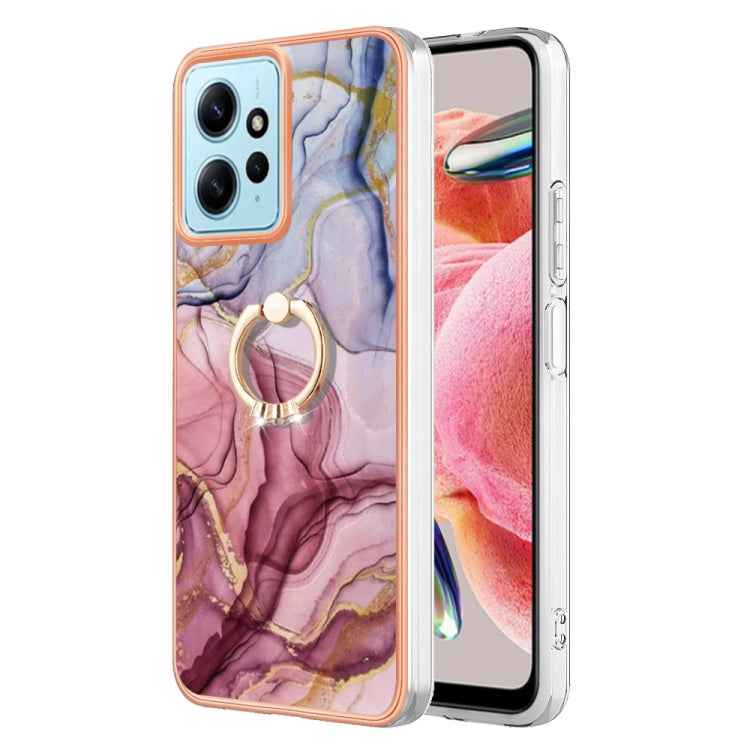 Electroplating Marble Dual-side IMD Phone Case with Ring, For Xiaomi 13T / 13T Pro, For Xiaomi Poco F5 5G / Redmi Note 12 Turbo, For Xiaomi Poco F5 Pro 5G / Redmi K60, For Xiaomi Redmi Note 12S 4G, For Xiaomi Redmi Note 12 4G Global��������������������...