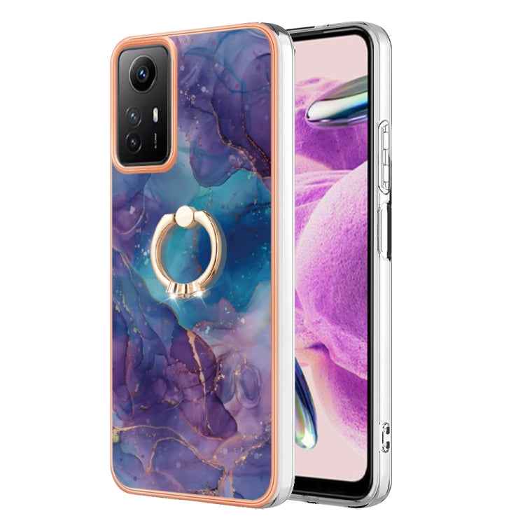 Electroplating Marble Dual-side IMD Phone Case with Ring, For Xiaomi 13T / 13T Pro, For Xiaomi Poco F5 5G / Redmi Note 12 Turbo, For Xiaomi Poco F5 Pro 5G / Redmi K60, For Xiaomi Redmi Note 12S 4G, For Xiaomi Redmi Note 12 4G Global��������������������...