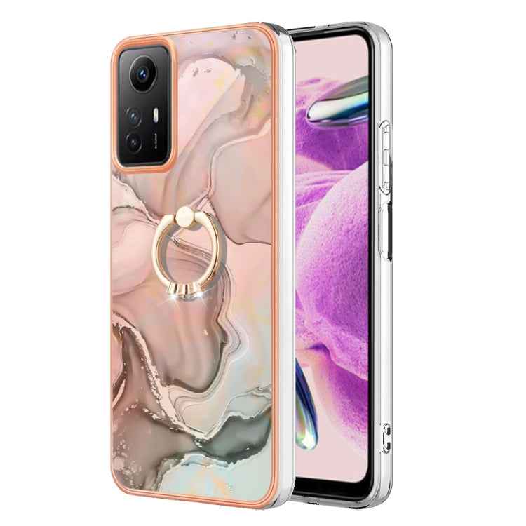 Electroplating Marble Dual-side IMD Phone Case with Ring, For Xiaomi 13T / 13T Pro, For Xiaomi Poco F5 5G / Redmi Note 12 Turbo, For Xiaomi Poco F5 Pro 5G / Redmi K60, For Xiaomi Redmi Note 12S 4G, For Xiaomi Redmi Note 12 4G Global��������������������...