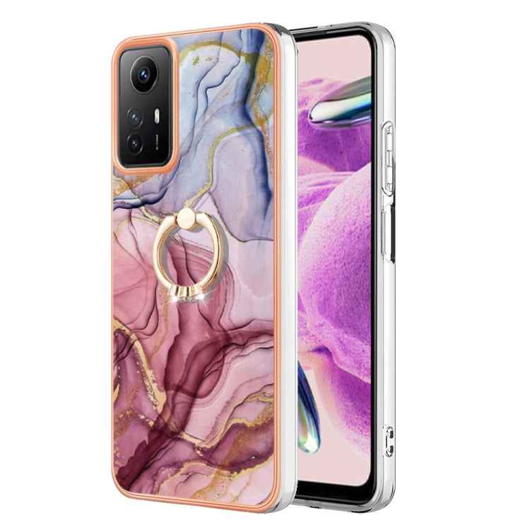 Electroplating Marble Dual-side IMD Phone Case with Ring, For Xiaomi 13T / 13T Pro, For Xiaomi Poco F5 5G / Redmi Note 12 Turbo, For Xiaomi Poco F5 Pro 5G / Redmi K60, For Xiaomi Redmi Note 12S 4G, For Xiaomi Redmi Note 12 4G Global��������������������...