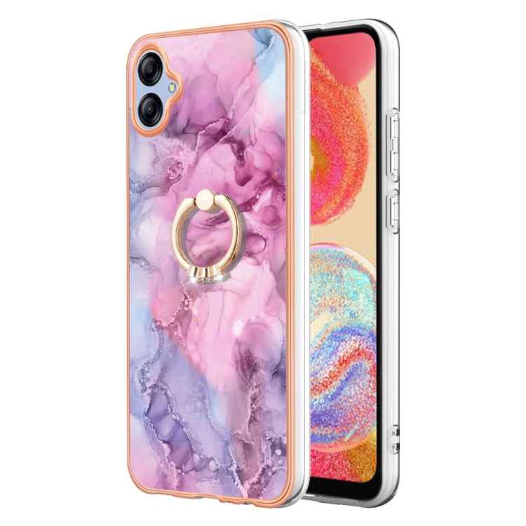 Electroplating Marble Dual-side IMD Phone Case with Ring, For Samsung Galaxy A25 5G, For Samsung Galaxy S23 FE 5G, For Samsung Galaxy A24 4G, For Samsung Galaxy A04e