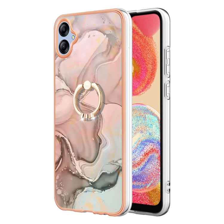 Electroplating Marble Dual-side IMD Phone Case with Ring, For Samsung Galaxy A25 5G, For Samsung Galaxy S23 FE 5G, For Samsung Galaxy A24 4G, For Samsung Galaxy A04e