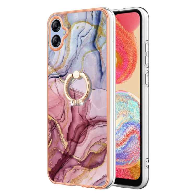 Electroplating Marble Dual-side IMD Phone Case with Ring, For Samsung Galaxy A25 5G, For Samsung Galaxy S23 FE 5G, For Samsung Galaxy A24 4G, For Samsung Galaxy A04e
