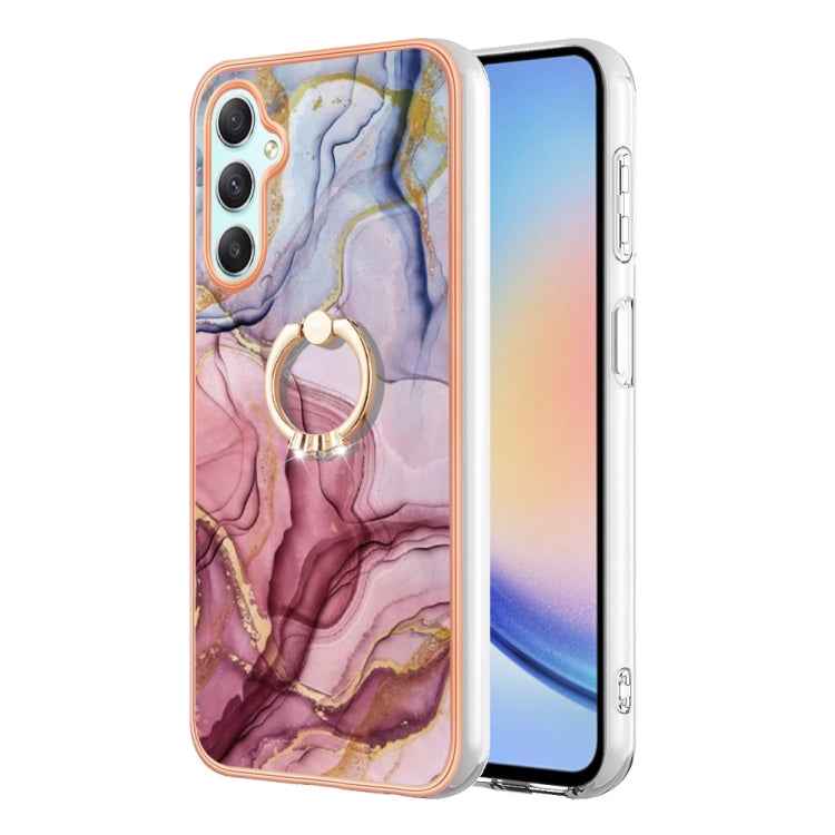 Electroplating Marble Dual-side IMD Phone Case with Ring, For Samsung Galaxy A25 5G, For Samsung Galaxy S23 FE 5G, For Samsung Galaxy A24 4G, For Samsung Galaxy A04e