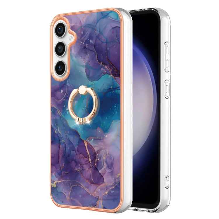 Electroplating Marble Dual-side IMD Phone Case with Ring, For Samsung Galaxy A25 5G, For Samsung Galaxy S23 FE 5G, For Samsung Galaxy A24 4G, For Samsung Galaxy A04e