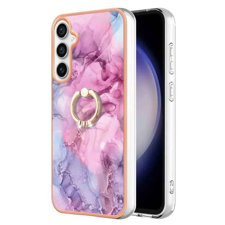 Electroplating Marble Dual-side IMD Phone Case with Ring, For Samsung Galaxy A25 5G, For Samsung Galaxy S23 FE 5G, For Samsung Galaxy A24 4G, For Samsung Galaxy A04e